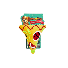 PetzzDogs Little Pizza Sesli Dayanıklı Peluş Köpek Çiğneme Oyuncağı Sarı 14x13 Cm