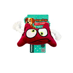 PetzzDogs Two Eyes Sesli Dayanıklı Peluş Köpek Çiğneme Oyuncağı- Bordo 19x19 Cm