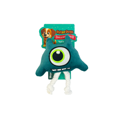 PetzzDogs One Eye Sesli Dayanıklı Peluş Köpek Çiğneme Oyuncağı Mavi 19x14 Cm