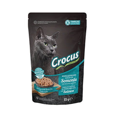Crocus Tahılsız Pouch Jöleli Somonlu Kısırlaştırılmış Konserve Kedi Maması 1 Adet 85 Gr