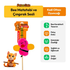 PetzzCats Bee Matatabi ve Çıngırak Sesli Kedi Oltası Oyuncağı Pembe 42 Cm