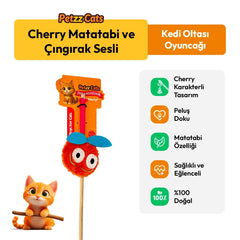 PetzzCats Cherry Matatabi ve Çıngırak Sesli Kedi Oltası Oyuncağı Turuncu 42 Cm
