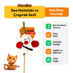 PetzzCats Bee Matatabi ve Çıngırak Sesli Kedi Oltası Oyuncağı Beyaz 42 Cm