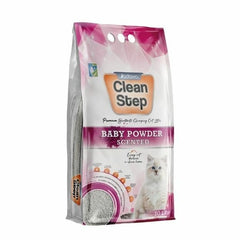 Clean Step Aktif Karbonlu Bebek Pudralı İnce Taneli Topaklanan Bentonit Kedi Kumu 10 Lt