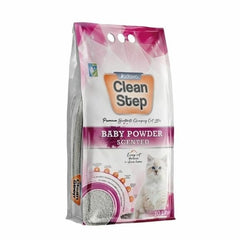 Clean Step Aktif Karbonlu Bebek Pudralı İnce Taneli Topaklanan Bentonit Kedi Kumu 10 Lt
