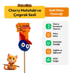 PetzzCats Cherry Matatabi ve Çıngırak Sesli Kedi Oltası Oyuncağı Mavi 42 Cm