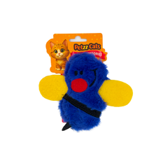 PetzzCats Bee Matatabi ve Çıngırak Sesli Peluş Kedi Oyuncağı Mavi 15x14 Cm