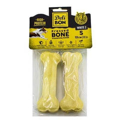 Delibon Deri Pres Kemik Köpek Ödülü Small Beyaz 12 Cm 2 Adet