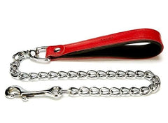 Doggie Comfort Deri Zincirli Köpek Gezdirme Tasması Medium Kırmızı 4.5x80 Cm