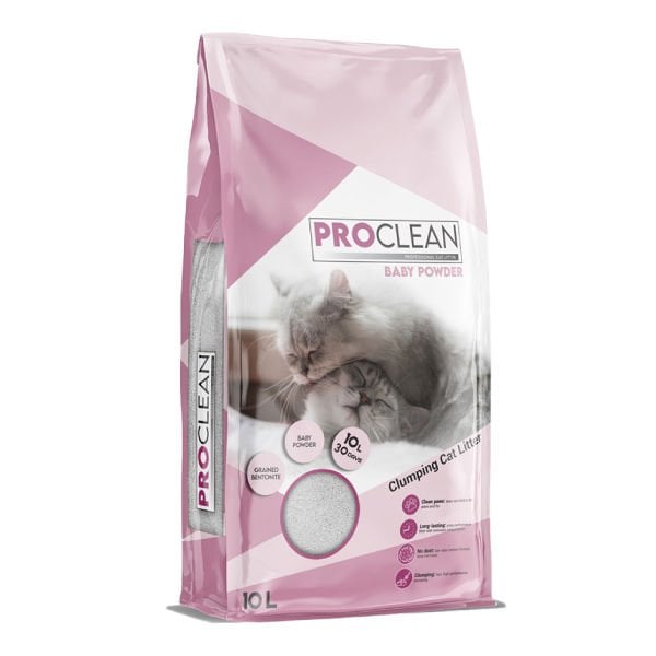 ProClean Bebek Pudra Kokulu Topaklanan Kedi Kumu 1 Adet Kalın Taneli 10 Lt