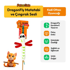 PetzzCats DragonFly Matatabi ve Çıngırak Sesli Kedi Oltası Oyuncağı Beyaz 42 Cm