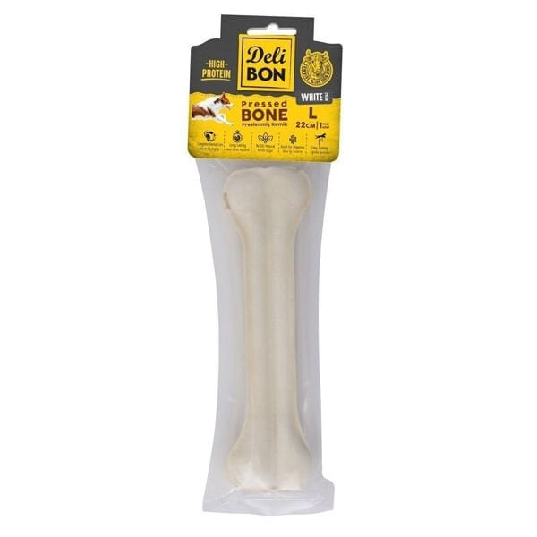 Delibon Deri Press Köpek Kemik Ödülü Beyaz Medium 22 Cm 1 Adet