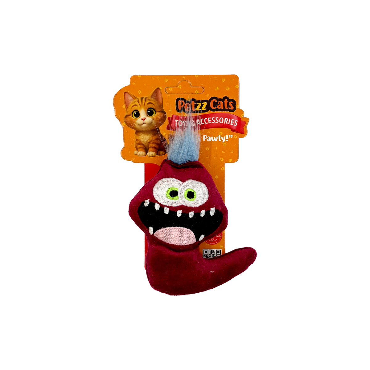 PetzzCats Beauty Matatabi ve Çıngırak Sesli Peluş Kedi Oyuncağı Bordo 11x9 Cm