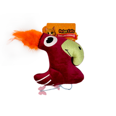 PetzzCats Parrot Matatabi ve Çıngırak Sesli Peluş Kedi Oyuncağı Bordo 26x19 Cm