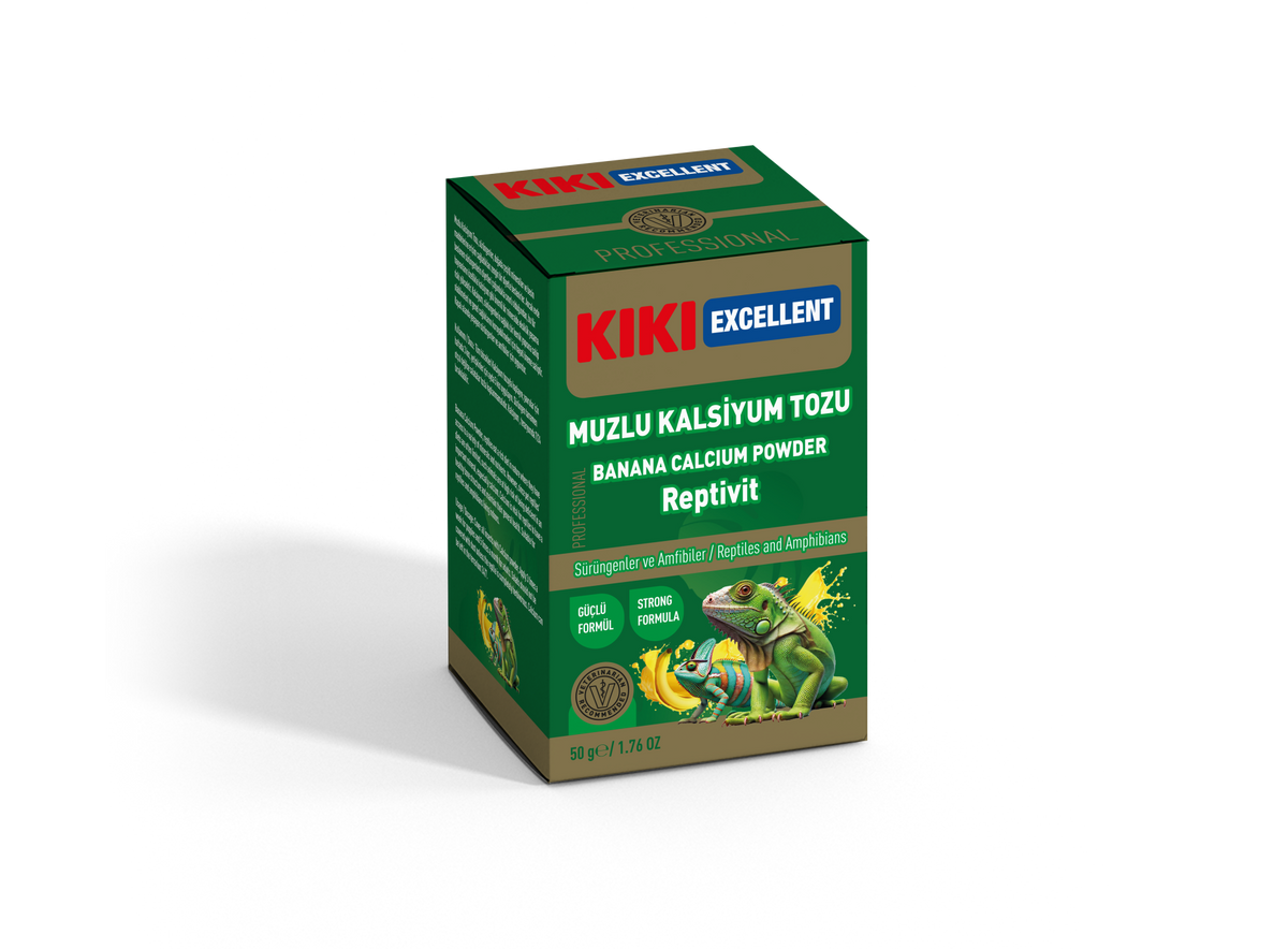 Kiki Excellent Muzlu Kalsiyum Reptivit Sürüngenler ve Amfibiler için Toz Mineral 50 Gr