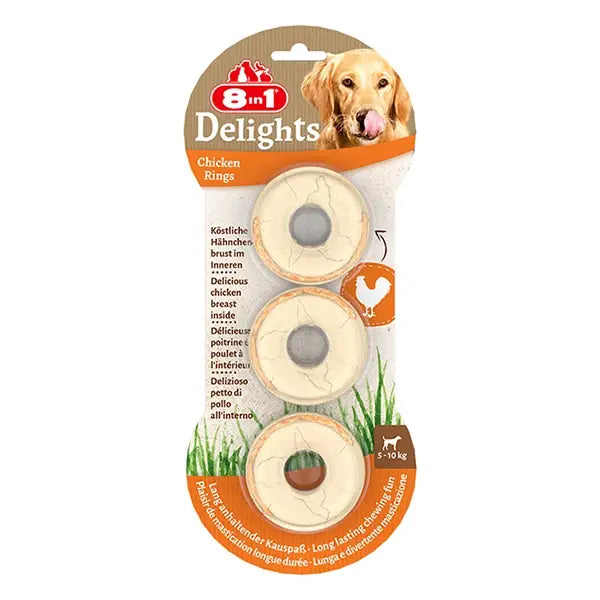 8 In 1 Delights Rings Tavuklu Köpek Çiğneme Halkası 1 Adet 3x119 Gr