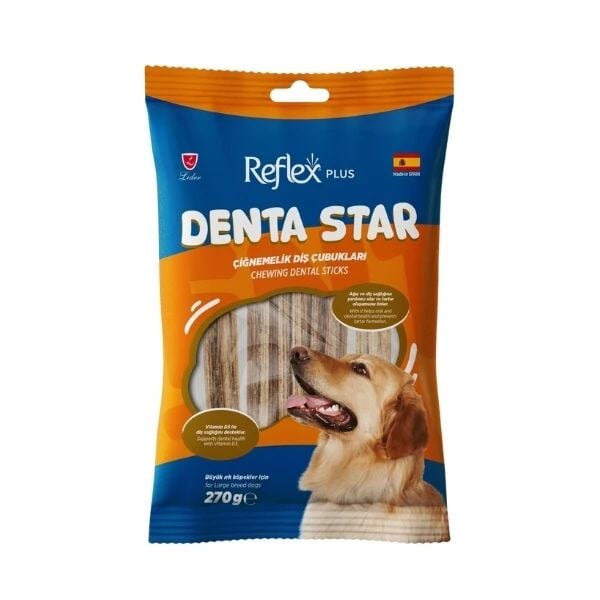 Reflex Plus Denta Star Çiğnemelik Diş Çubukları Büyük Irk Yetişkin Köpek Ödül Maması 1 Adet 270 Gr