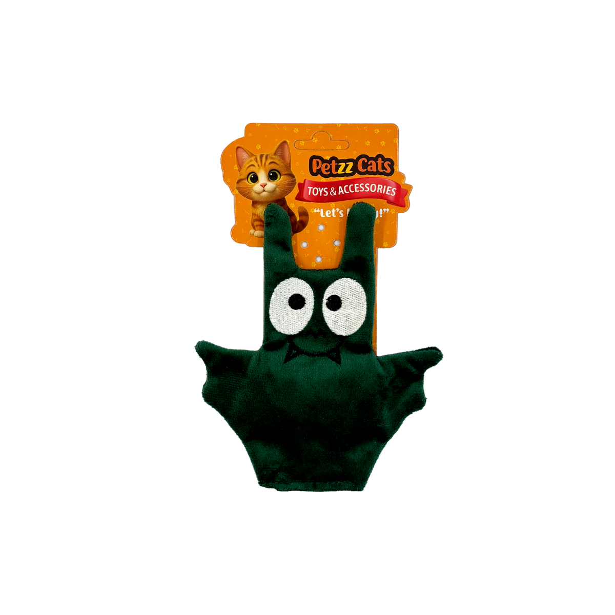 PetzzCats Baty Matatabi ve Çıngırak Sesli Peluş Kedi Oyuncağı Yeşil 15x12 Cm