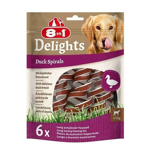 8in1 Delights Smart Spirals Ördekli Burgu Köpek Ödülü 1 Adet 6x85 Gr