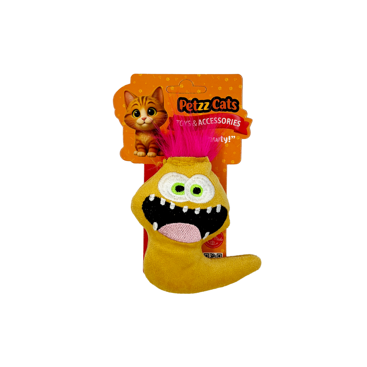 PetzzCats Beauty Matatabi ve Çıngırak Sesli Peluş Kedi Oyuncağı Sarı 11x9 Cm