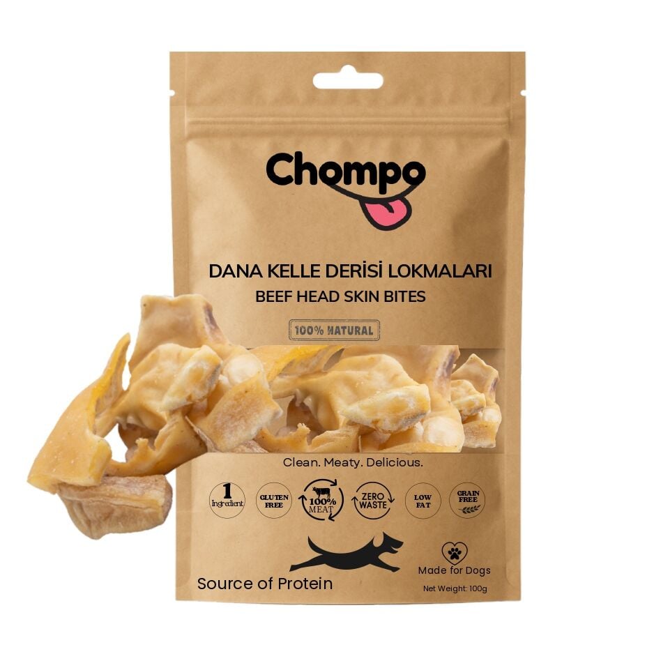 Chompo Kurutulmuş Dana Kelle Derisi Köpek Ödül Maması 100 Gr