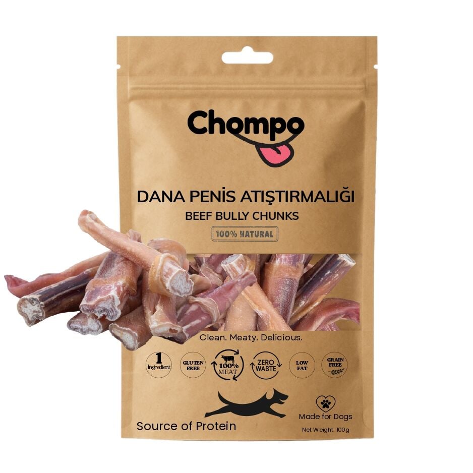 Chompo Kurutumuş Dana Penisi Parçaları Köpek Ödül Maması 100 Gr