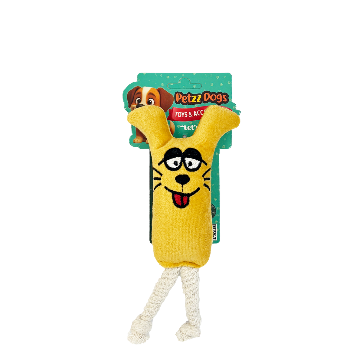 PetzzDogs Mona Sesli Dayanıklı Peluş Köpek Çiğneme Oyuncağı Sarı 26x11 Cm