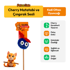 PetzzCats Cherry Matatabi ve Çıngırak Sesli Kedi Oltası Oyuncağı Buz Mavisi 42 Cm