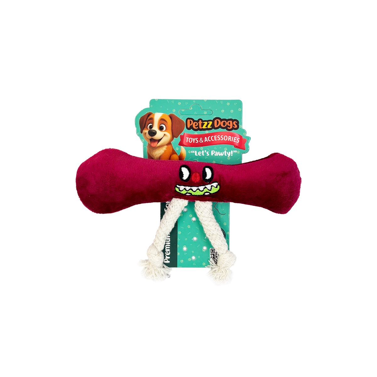 PetzzDogs Fury Sesli Dayanıklı Peluş Köpek Çiğneme Oyuncağı Bordo 11x7,5 Cm