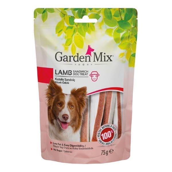 Garden Mix Kuzulu Sandviç Düşük Yağlı Şekersiz Köpek Ödül Maması 1 Adet 75 Gr