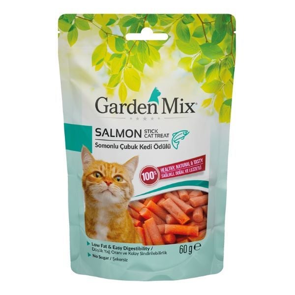 Garden Mix Somonlu Düşük Yağlı Şekersiz Stick Kedi Ödül Maması 1 Adet 60 Gr
