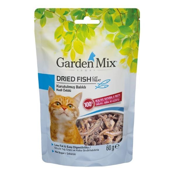 Garden Mix Kurutulmuş Balıklı Düşük Yağlı Şekersiz Kedi Ödül Maması 1 Adet 60 Gr