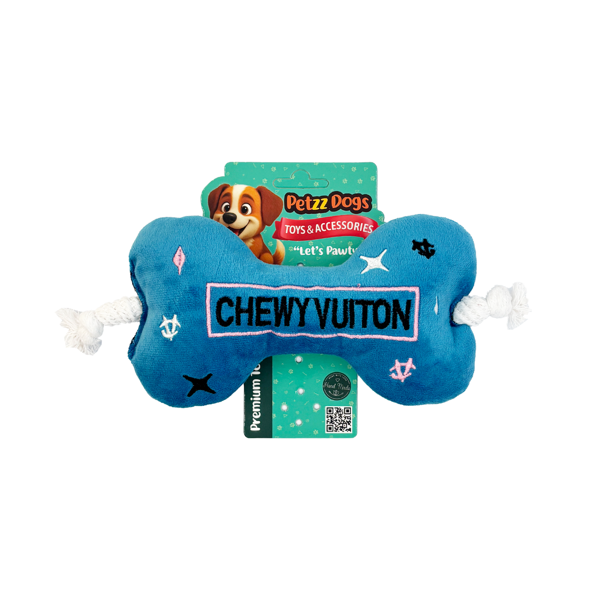 PetzzDogs Chew Bone Sesli Dayanıklı Peluş Köpek Çiğneme Oyuncağı Mavi 25x10 Cm