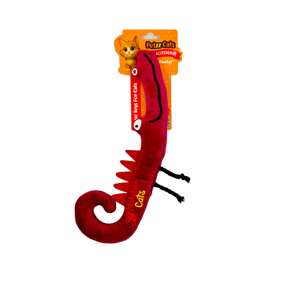 PetzzCats Crody Matatabi ve Çıngırak Sesli Peluş Kedi Oyuncağı Bordo 30x8 Cm