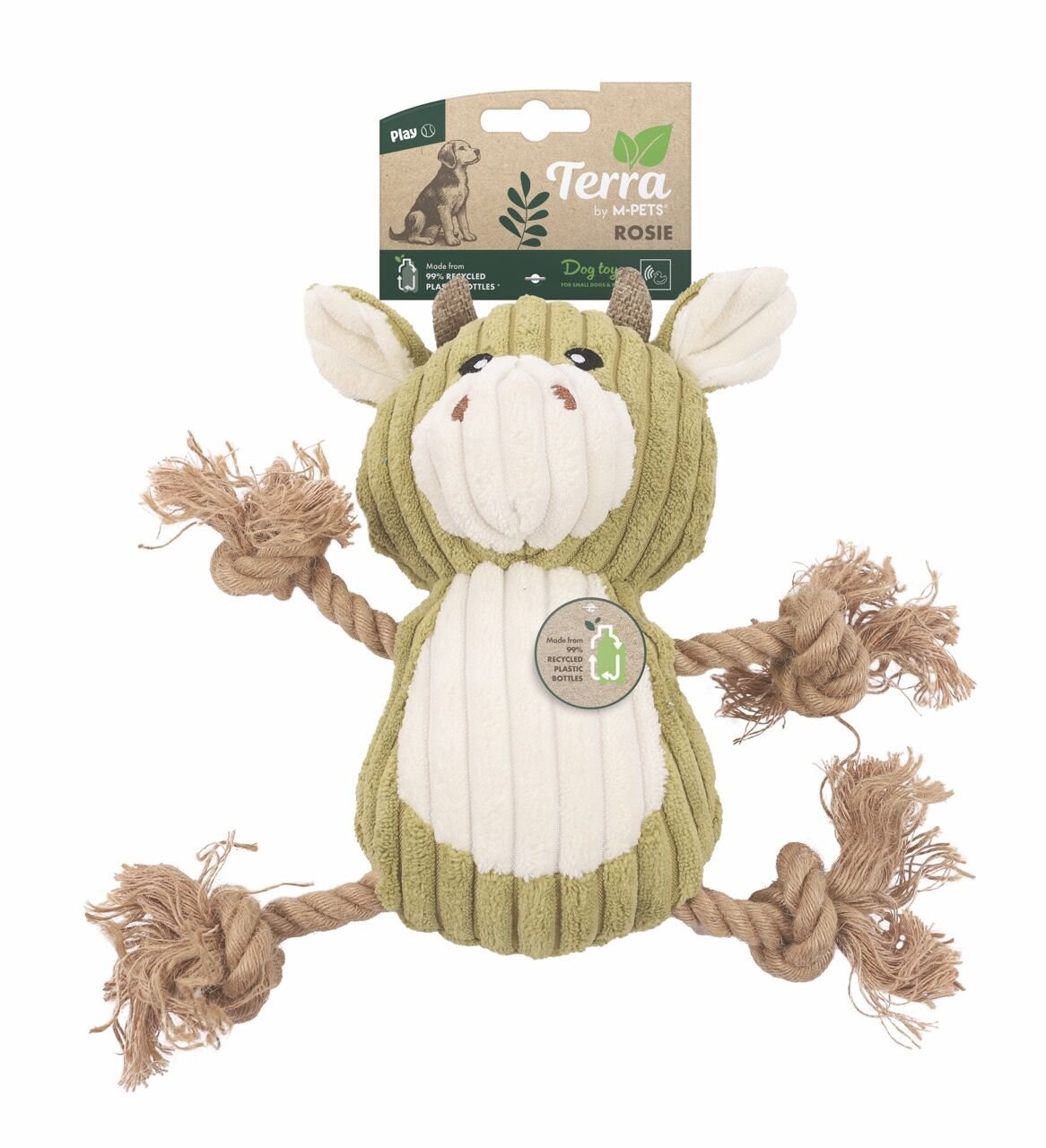 M-Pets Rosie Peluş Kedi ve Köpek Oyuncağı 28x23x11 Cm Beyaz/Yeşil