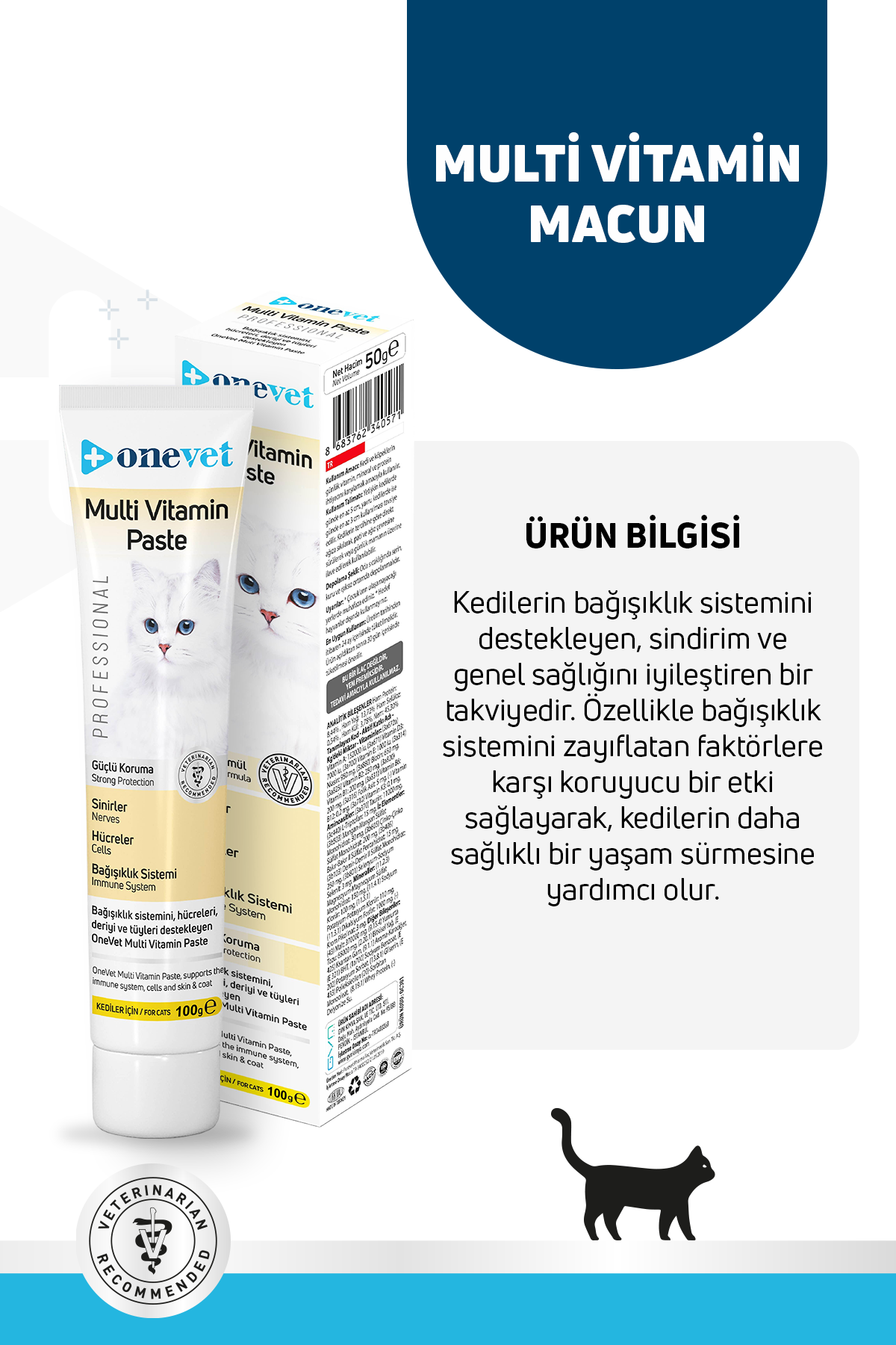 OneVet Multi Vitamin Paste Bağışıklık Destekleyici Kedi Maltı 100 Gr