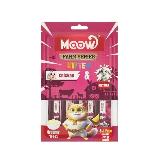 Moow Tavuklu ve Keçi Sütlü Yavru Sıvı Kedi Ödül Maması 1 Adet 6x12 Gr