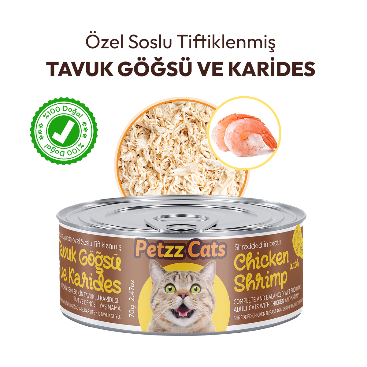 PetzzCats Tavuk  Karides Konserve Kedi Maması 1 Adet 70 Gr