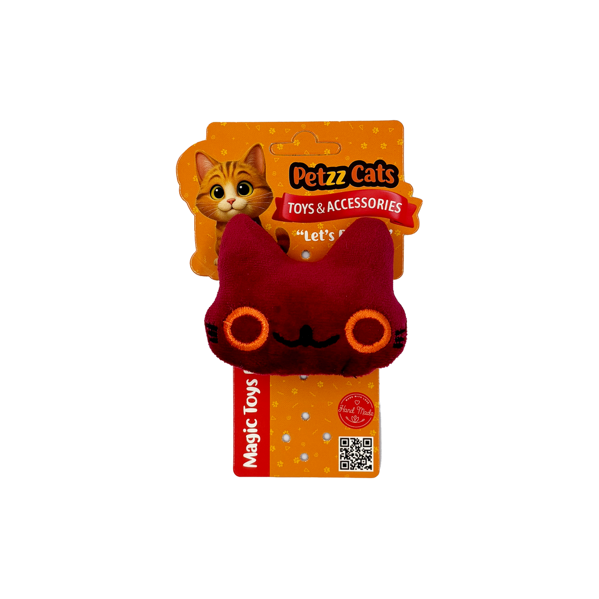 PetzzCats Caty Matatabi ve Çıngırak Sesli Peluş Kedi Oyuncağı Bordo 8x8 Cm
