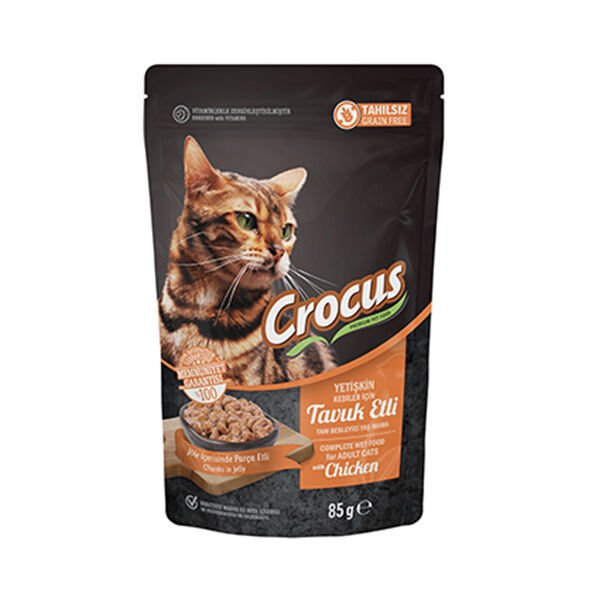 Crocus Tahılsız Pouch Jöleli Tavuklu Yetişkin Konserve Kedi Maması 1 Adet 85 Gr