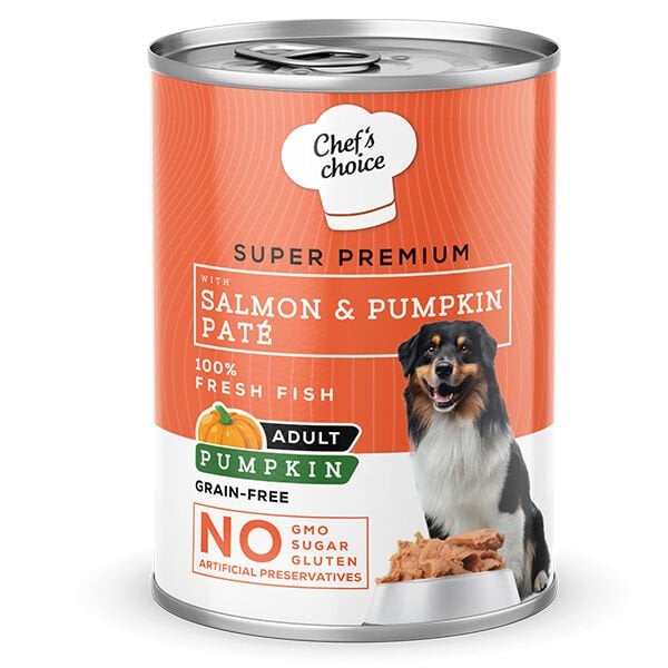 Chefs Choice Kıyılmış Somon Balıklı ve Balkabaklı Yetişkin Köpek Konservesi 1 Adet 400 Gr