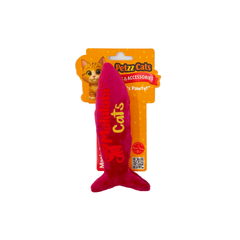PetzzCats Jr. Fish Matatabi ve Çıngırak Sesli Peluş Kedi Oyuncağı Bordo 17x7 Cm
