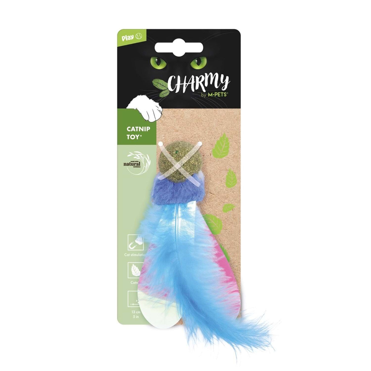 M-Pets Charmy Firefly Catnipli Tüylü Top Kedi Oyuncağı 13 Cm Mavi