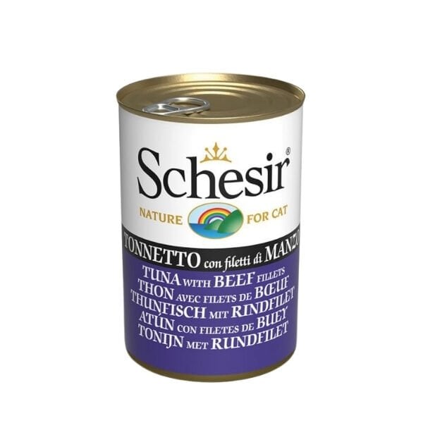 Schesir Jöle İçinde Ton Balık ve Dana Etli Yetişkin Konserve Kedi Maması 1 Adet 140 Gr