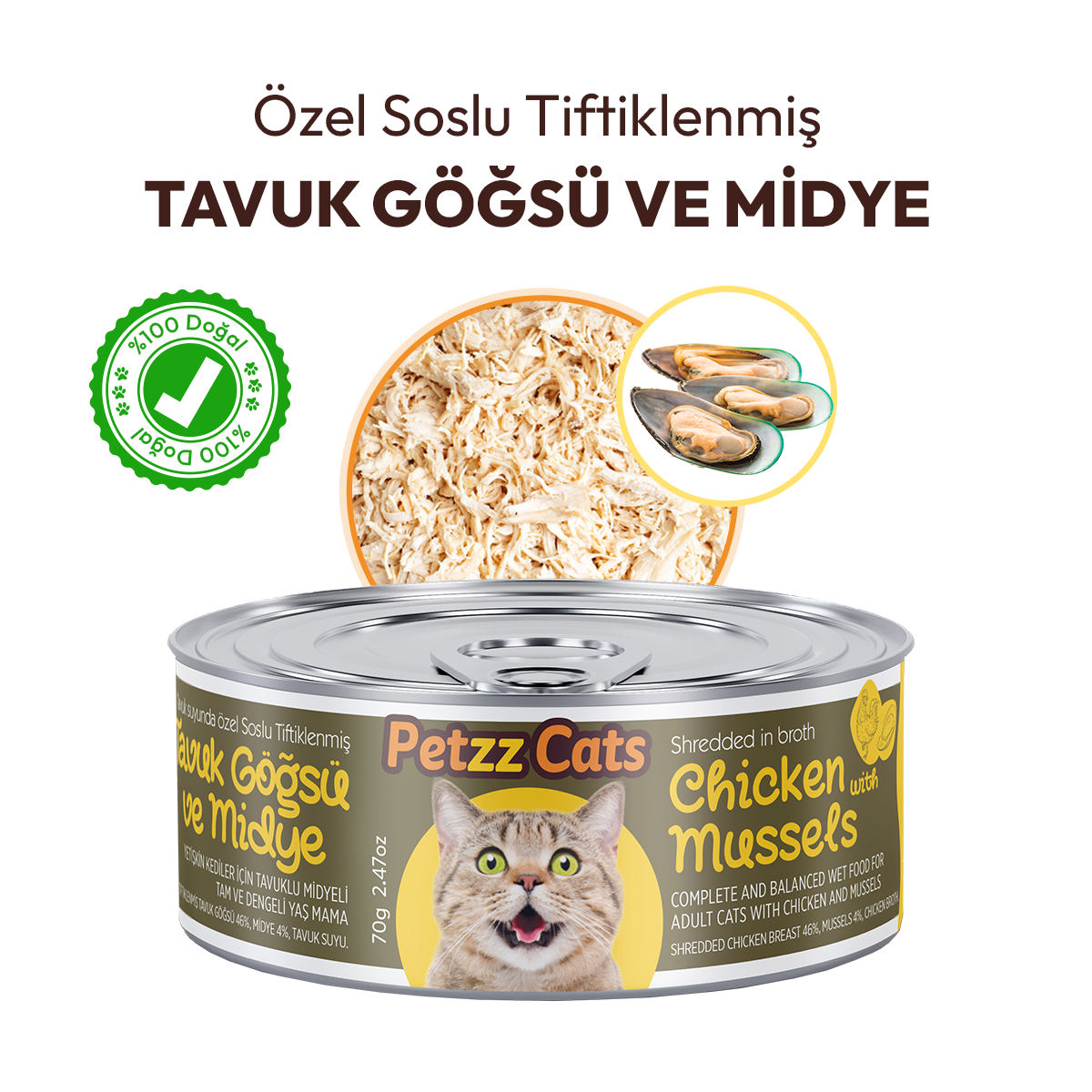 PetzzCats Tavuk  Midye Konserve Kedi Maması 1 Adet 70 Gr