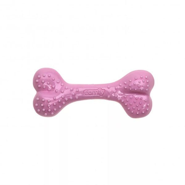 Aquael Comfy Toy Kemik Şeklinde Çilek Aromalı Köpek Oyuncağı Pembe 12.5 Cm