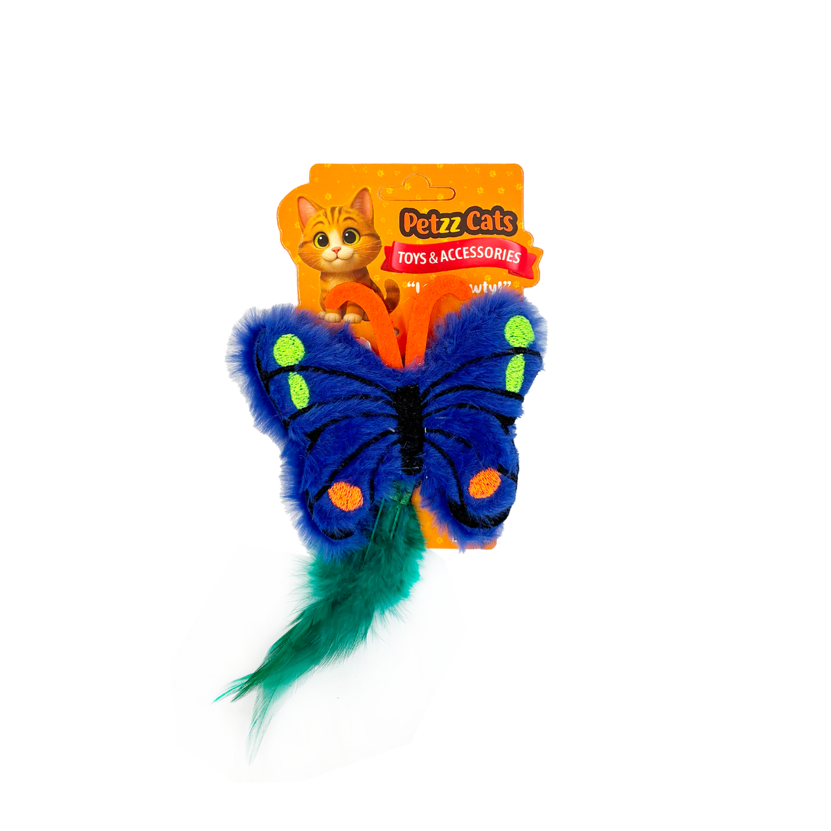 PetzzCats Kelebek Matatabi ve Çıngırak Sesli Peluş Kedi Oyuncağı Mavi 12x15 Cm