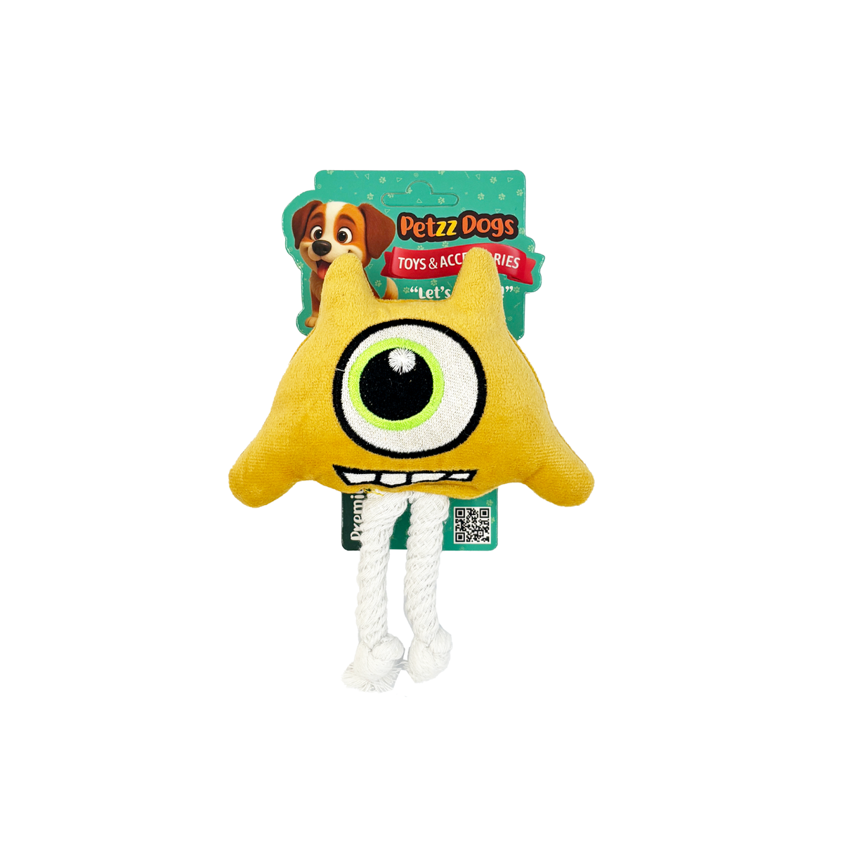 PetzzDogs One Eye Sesli Dayanıklı Peluş Köpek Çiğneme Oyuncağı Sarı 19x14 Cm
