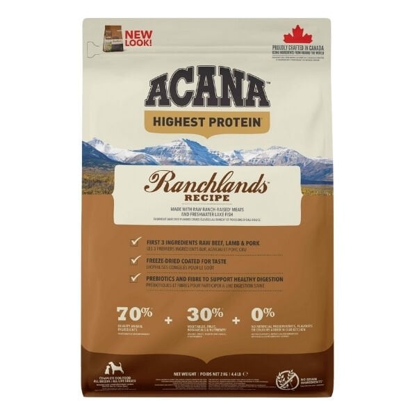 Acana Ranchlands Tahılsız Sığır ve Kuzu Etli Yetişkin Köpek Maması 2 Kg