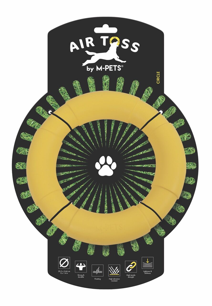 M-Pets Air Toss Circle Dayanıklı Suda Yüzen Köpek Oyuncağı Sarı 20.5x3.66 Cm